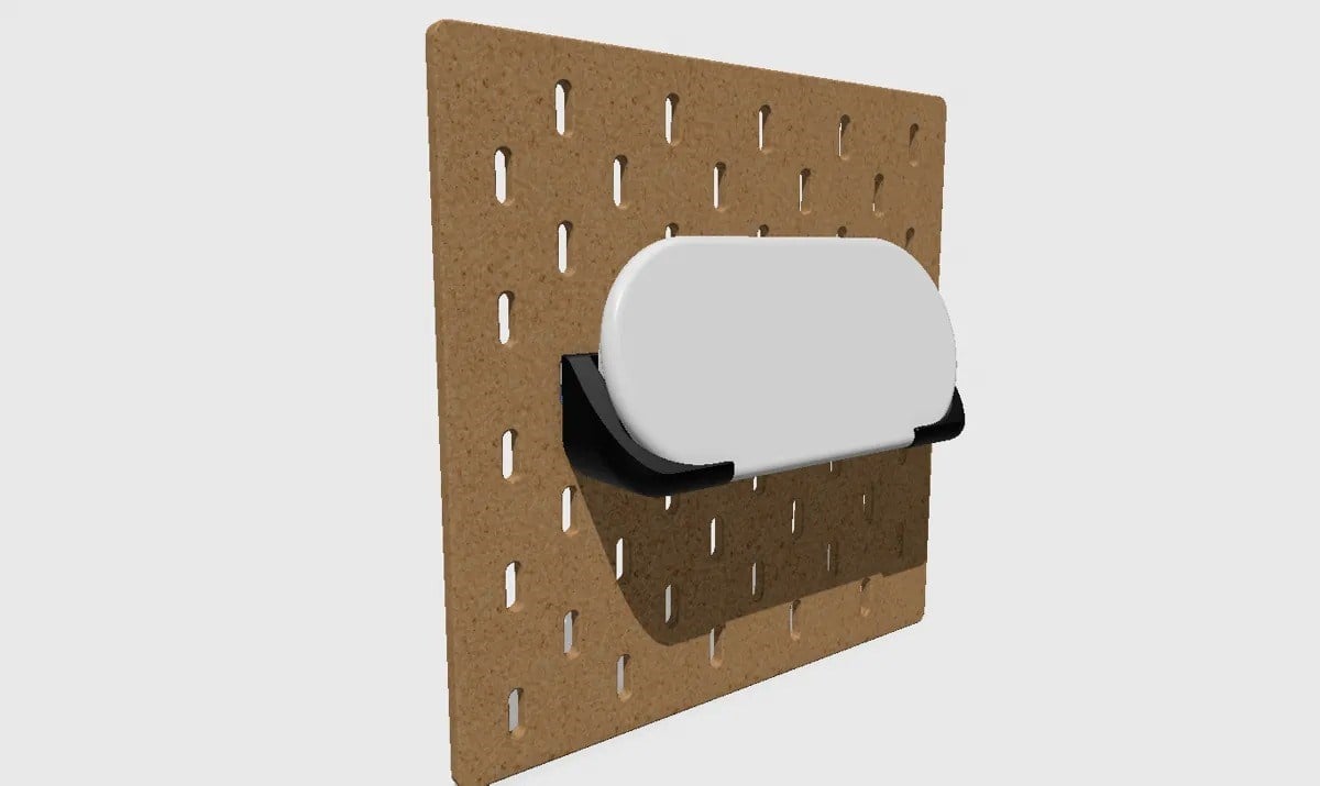3D Baskı Delikli Pano Uyumlu Medya Oynatıcı Tutucu Vidalı ve Bantla Montaj Yatay Cihaz Askısı Siyah