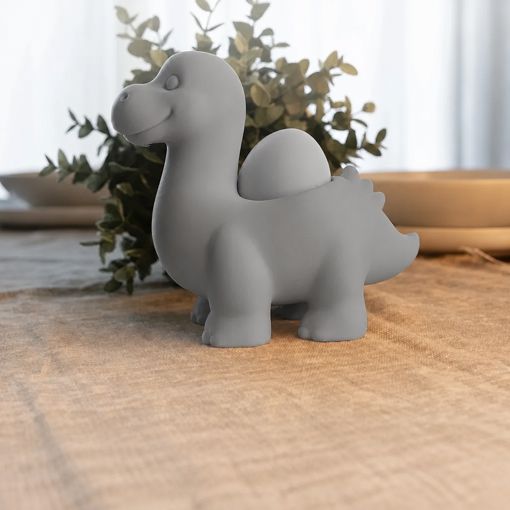 3D Baskı Dinozor Yumurtalık - Sevimli Eggosaurus Yumurta Tutucu-Gri