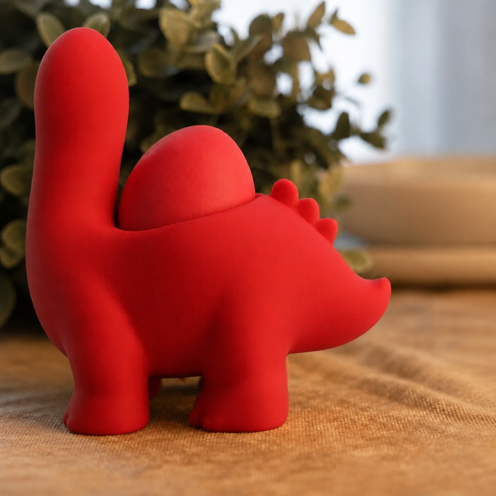 3D Baskı Dinozor Yumurtalık - Sevimli Eggosaurus Yumurta Tutucu-Kırmızı