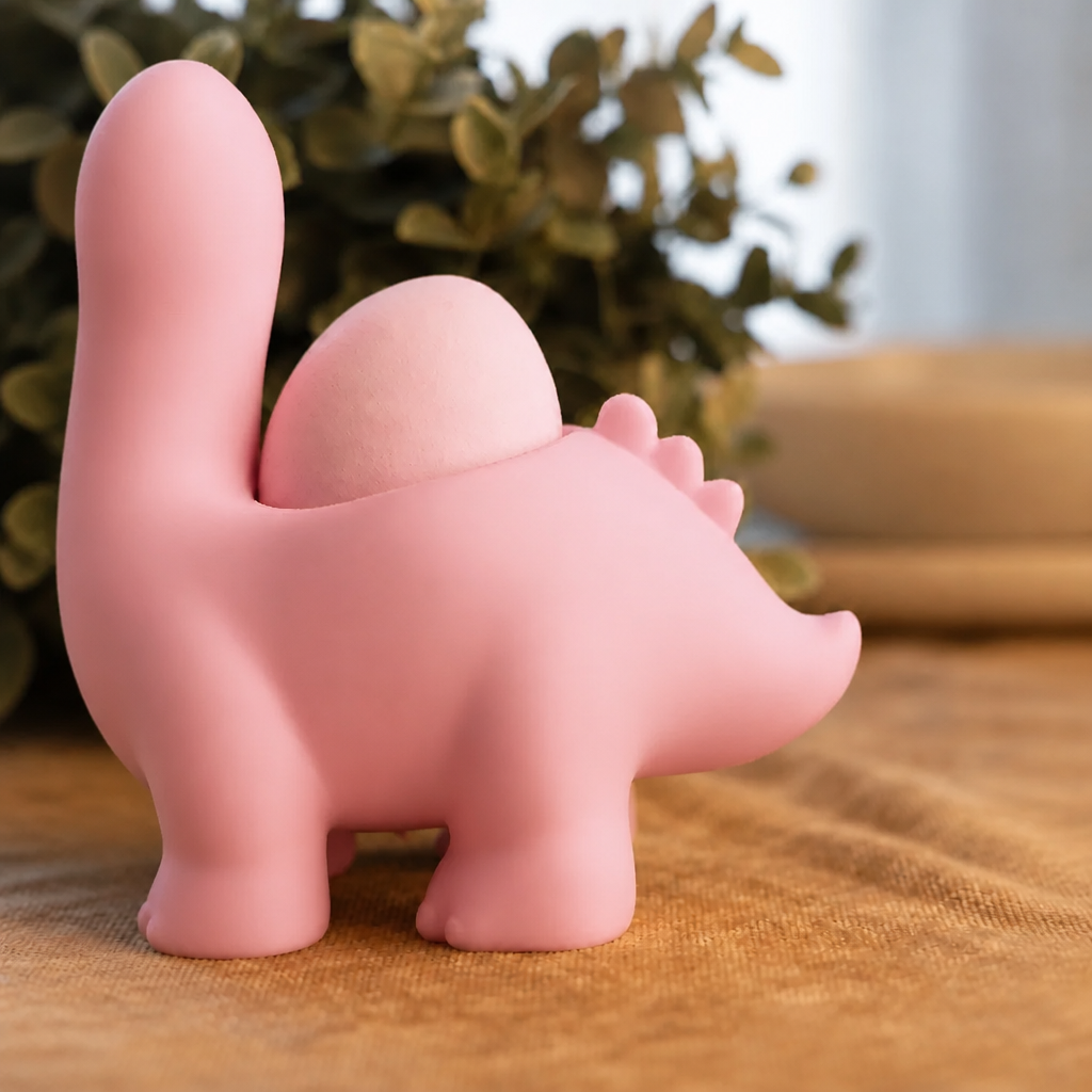 3D Baskı Dinozor Yumurtalık - Sevimli Eggosaurus Yumurta Tutucu-Pembe