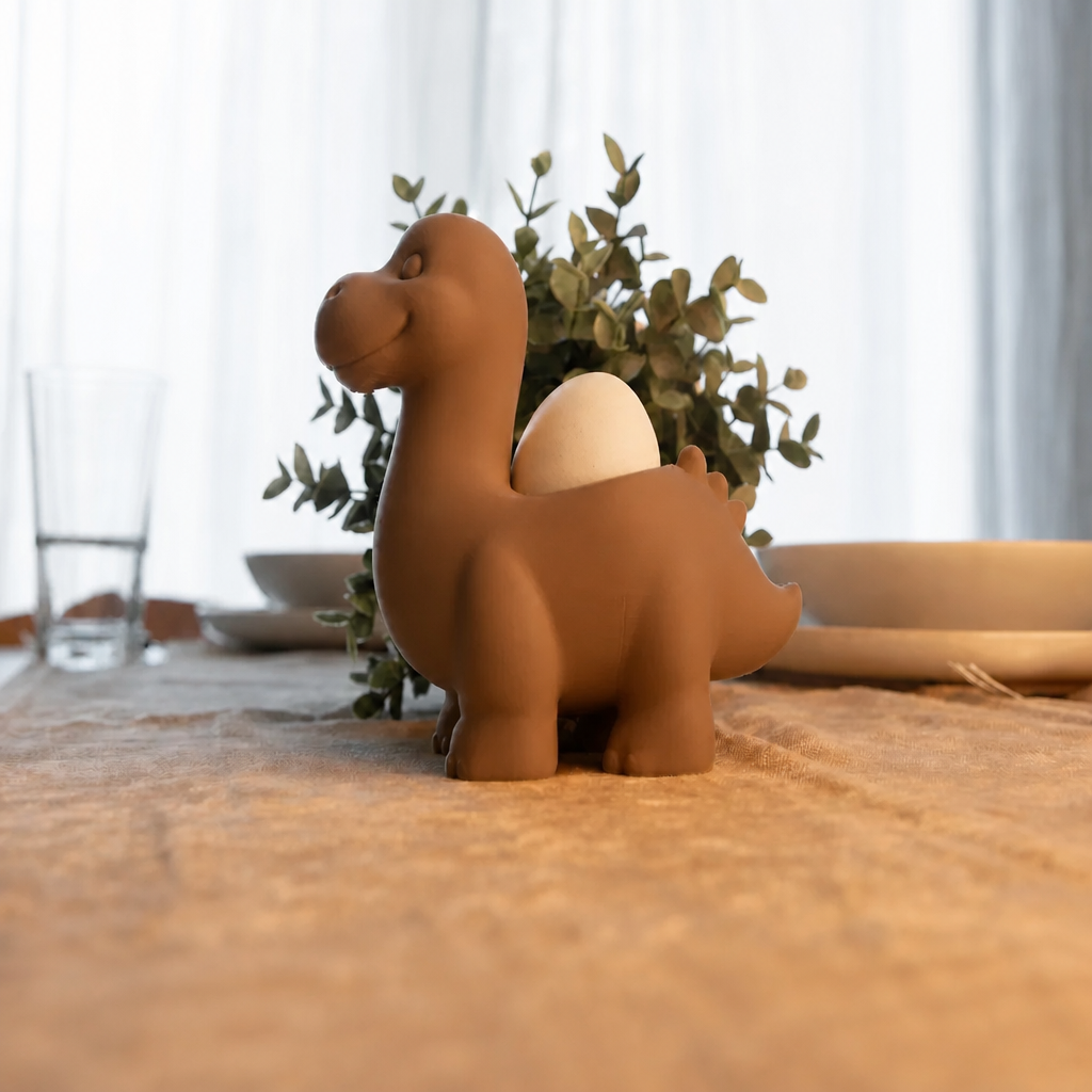 3D Baskı Dinozor Yumurtalık - Sevimli Eggosaurus Yumurta Tutucu-Kahverengi