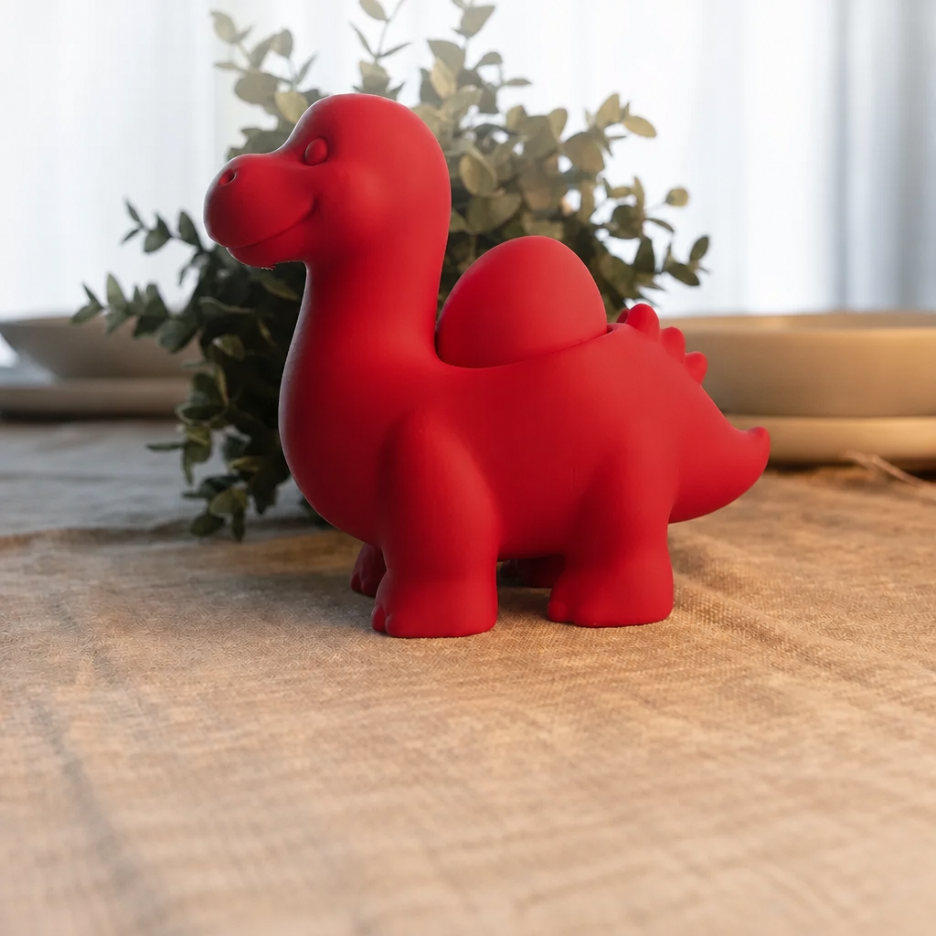 3D Baskı Dinozor Yumurtalık - Sevimli Eggosaurus Yumurta Tutucu-Kırmızı
