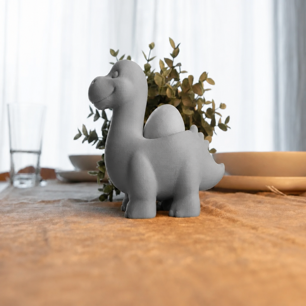 3D Baskı Dinozor Yumurtalık - Sevimli Eggosaurus Yumurta Tutucu-Gri