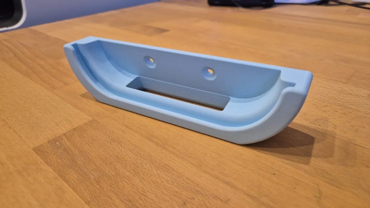 3D Baskı Duvar Montajlı Yatay Medya Oynatıcı Tutucu Kablo Çıkışlı Duvar Askısı Oval Cihaz Standı - Mavi