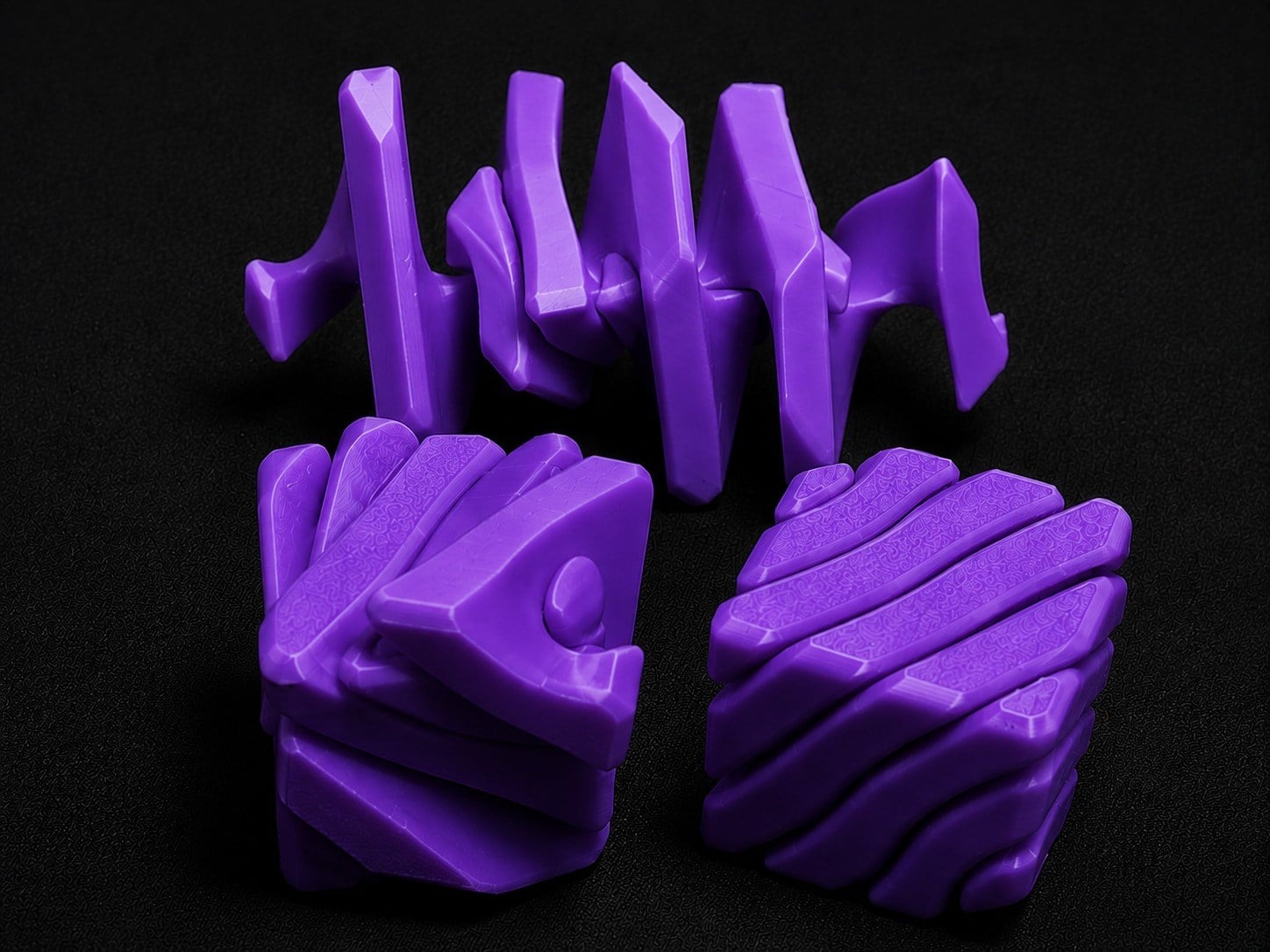 3D Baskı Fidget Puzzle Küp - Hareketli Dönüşebilen Stres Giderici Zeka Oyuncağı, Masaüstü Fidget Küp-Mor