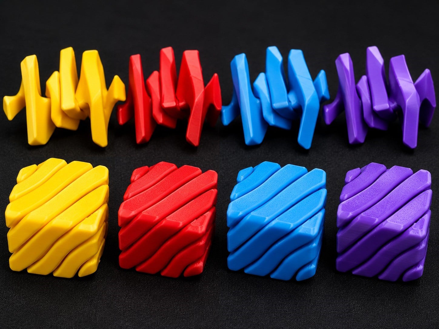 3D Baskı Fidget Puzzle Küp - Hareketli Dönüşebilen Stres Giderici Zeka Oyuncağı, Masaüstü Fidget Küp-Kırmızı