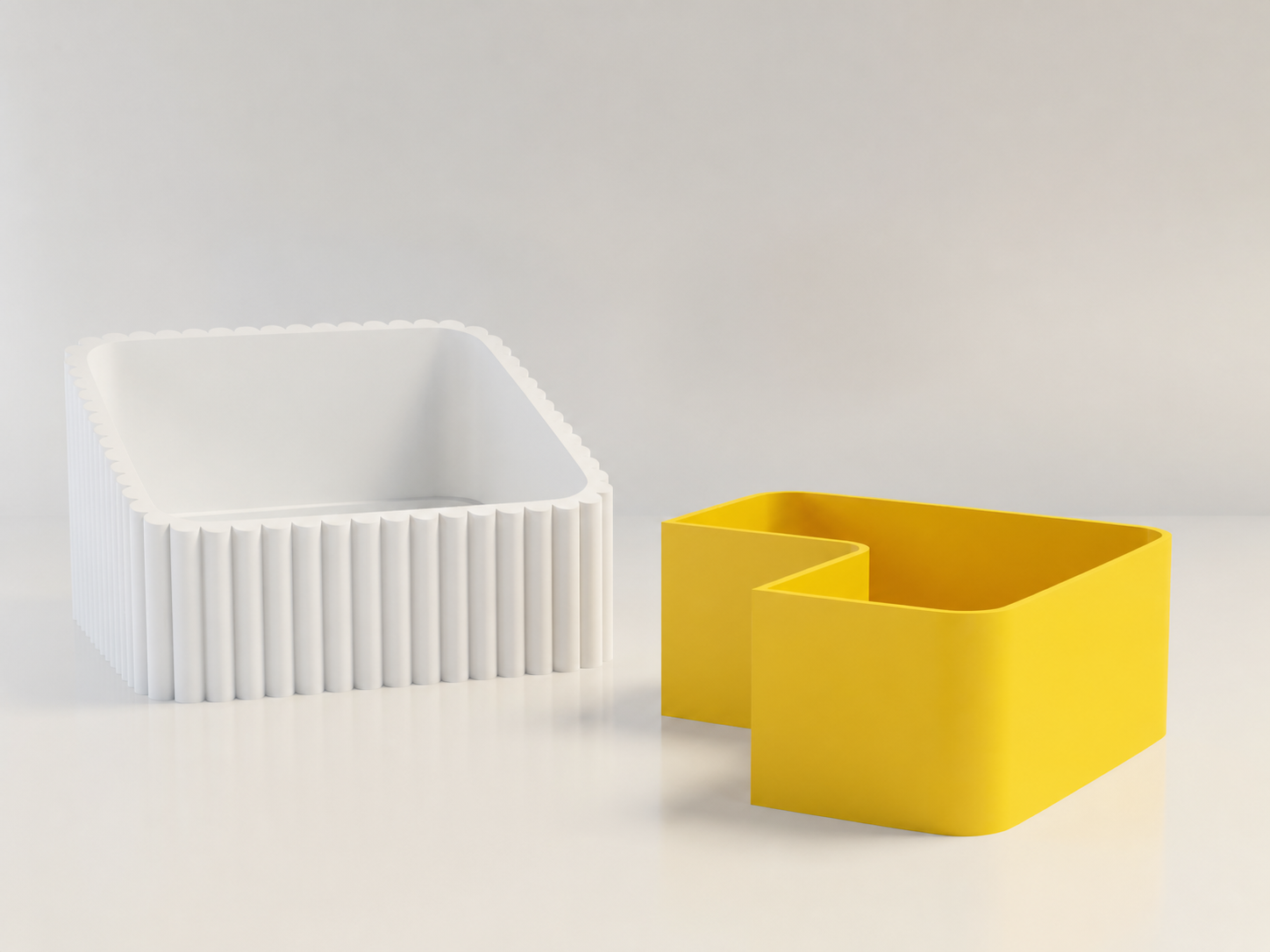 3D Baskı Fıstık Kasesi - Çift Hazneli Kabuk Ayırıcı Sunum Kasesi - Beyaz Sarı