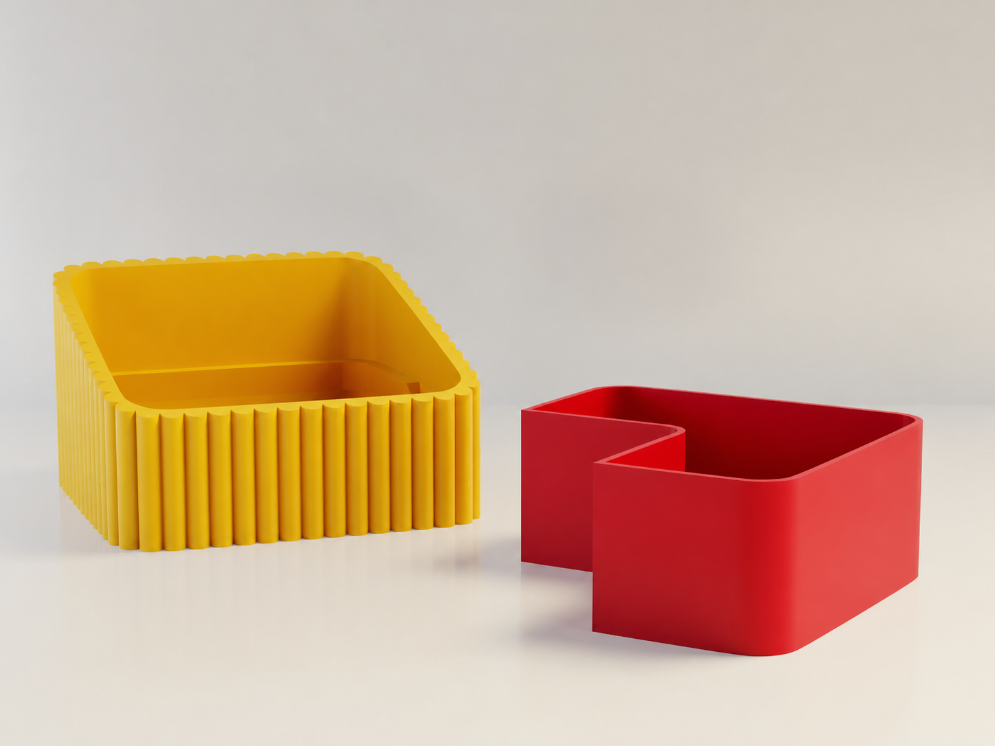 3D Baskı Fıstık Kasesi - Çift Hazneli Kabuk Ayırıcı Sunum Kasesi - Sarı Kırmızı