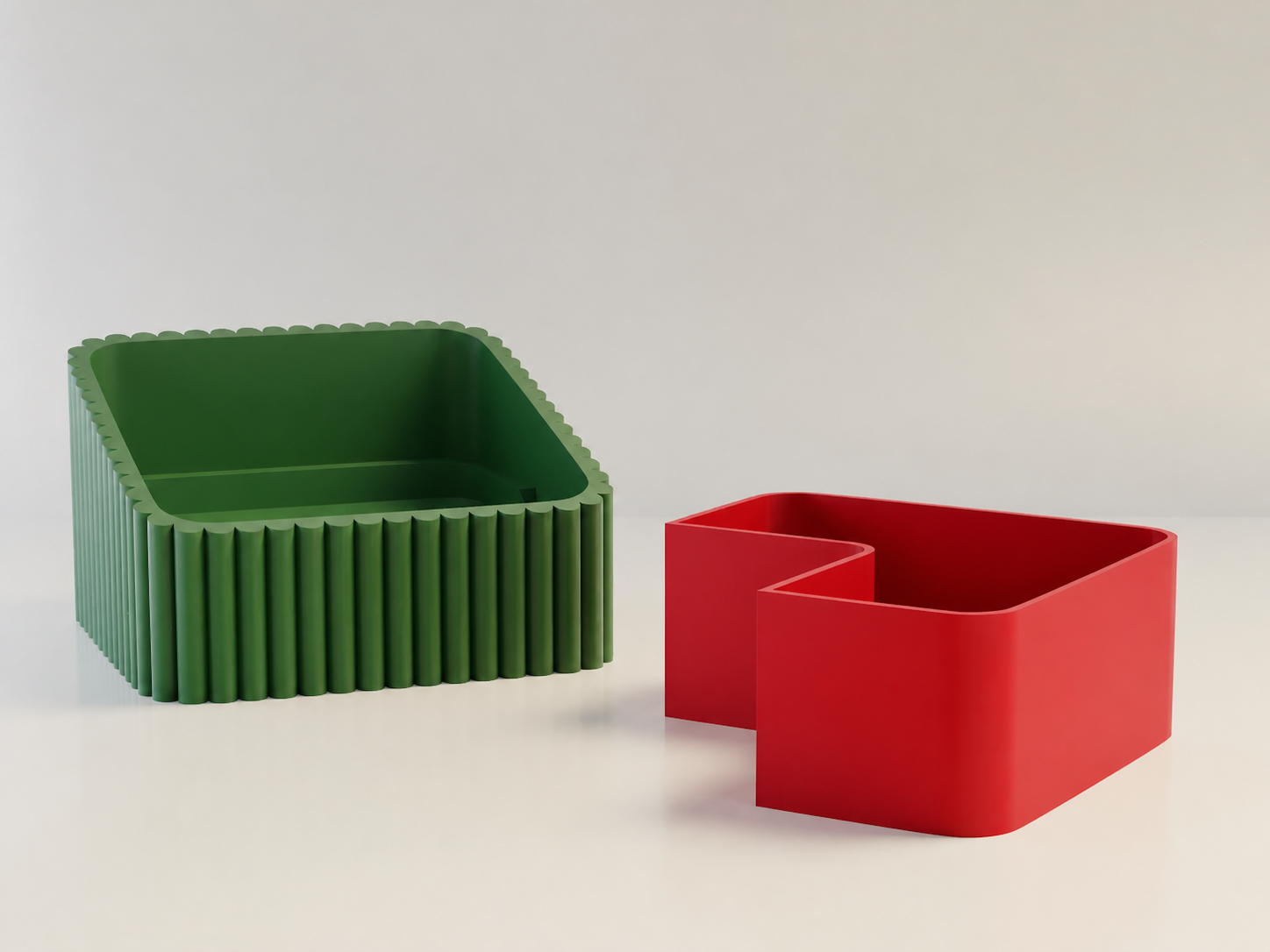 3D Baskı Fıstık Kasesi - Çift Hazneli Kabuk Ayırıcı Sunum Kasesi - Yeşil Kırmızı