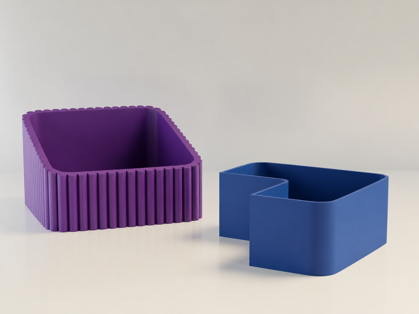 3D Baskı Fıstık Kasesi - Çift Hazneli Kabuk Ayırıcı Sunum Kasesi - Mor Mavi
