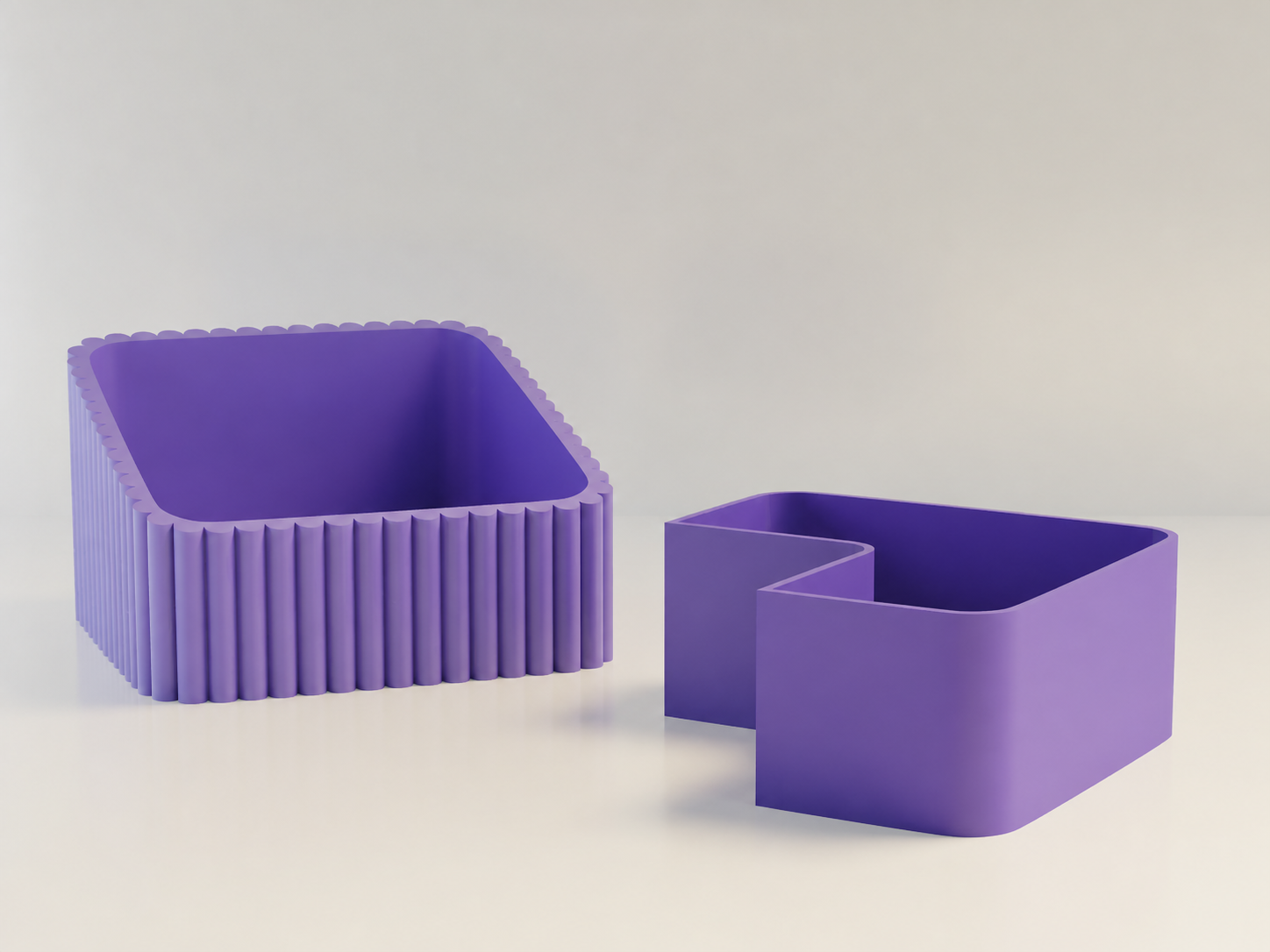 3D Baskı Fıstık Kasesi - Çift Hazneli Kabuk Ayırıcı Sunum Kasesi - Mor Mor