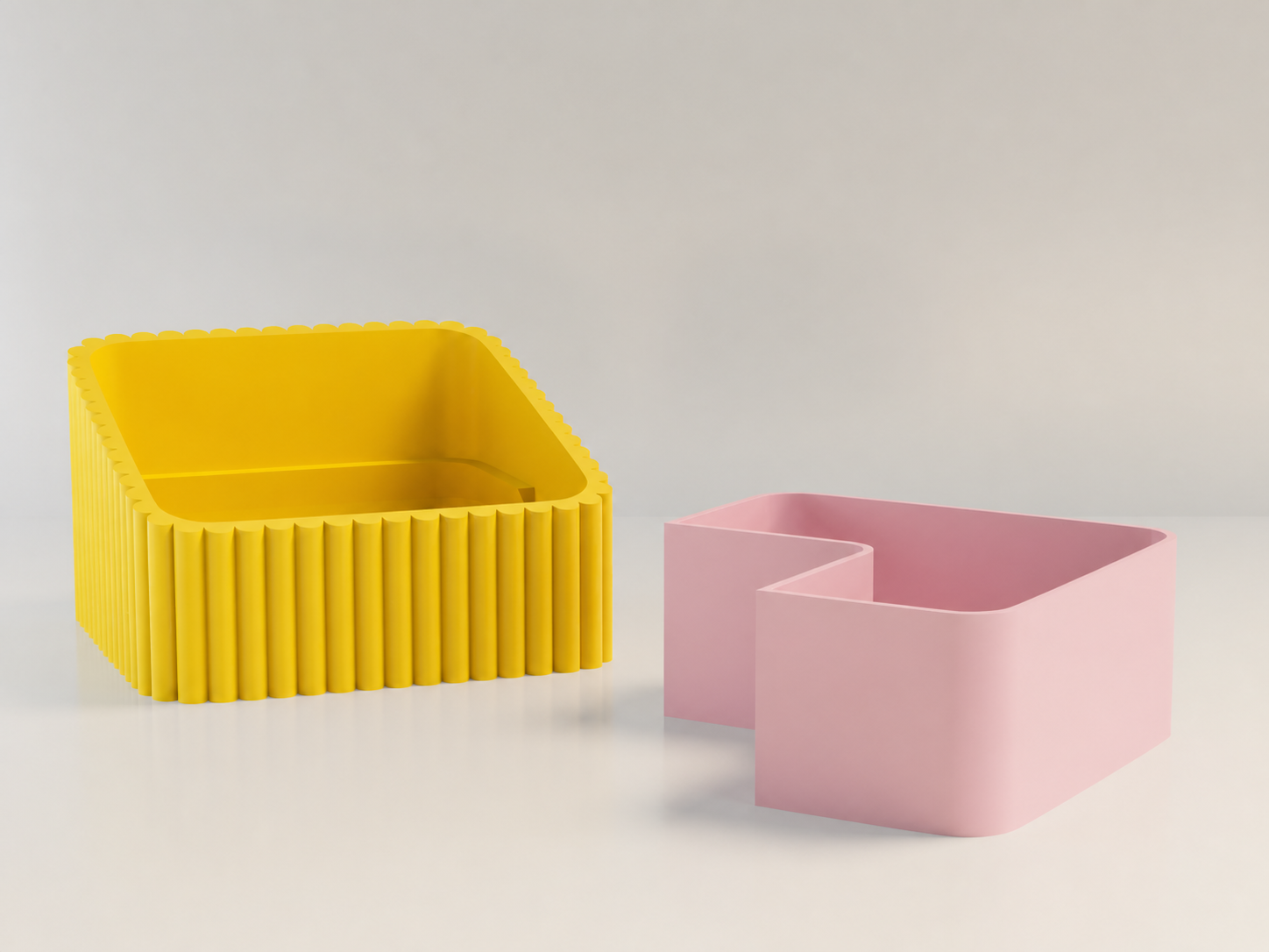 3D Baskı Fıstık Kasesi - Çift Hazneli Kabuk Ayırıcı Sunum Kasesi - Sarı Pembe