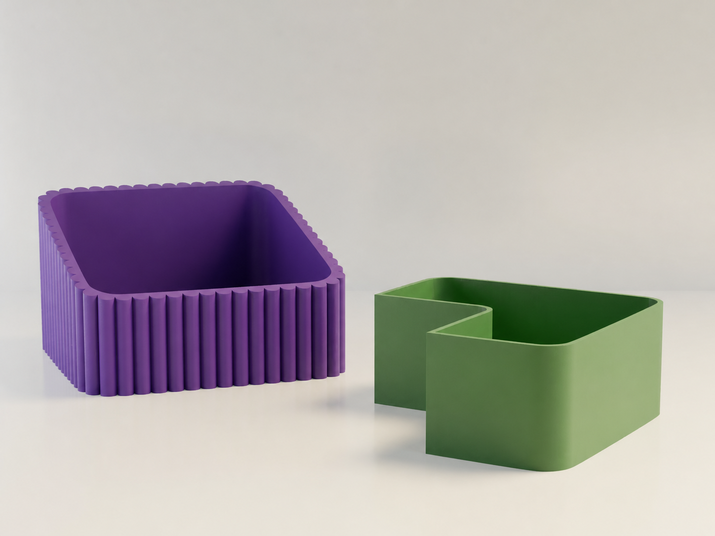 3D Baskı Fıstık Kasesi - Çift Hazneli Kabuk Ayırıcı Sunum Kasesi - Mor Yeşil