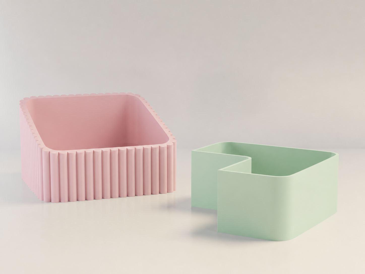 3D Baskı Fıstık Kasesi - Çift Hazneli Kabuk Ayırıcı Sunum Kasesi - Pembe Mint