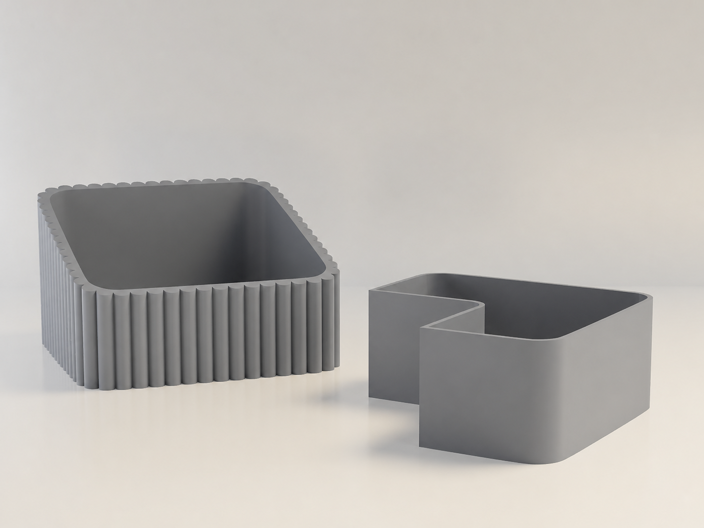 3D Baskı Fıstık Kasesi - Çift Hazneli Kabuk Ayırıcı Sunum Kasesi - Gri Gri