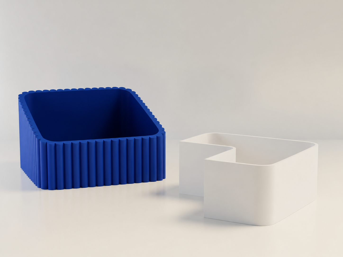 3D Baskı Fıstık Kasesi - Çift Hazneli Kabuk Ayırıcı Sunum Kasesi - Mavi Beyaz