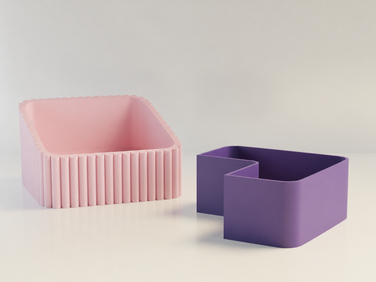 3D Baskı Fıstık Kasesi - Çift Hazneli Kabuk Ayırıcı Sunum Kasesi - Pembe Mor