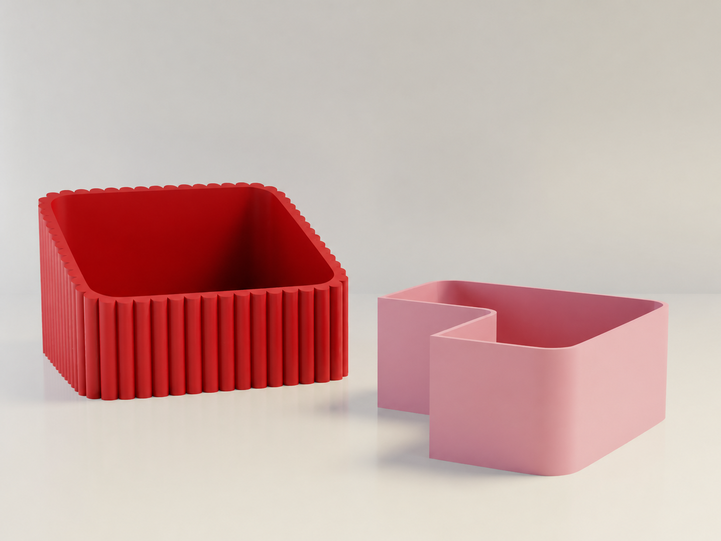 3D Baskı Fıstık Kasesi - Çift Hazneli Kabuk Ayırıcı Sunum Kasesi - Kırmızı Pembe