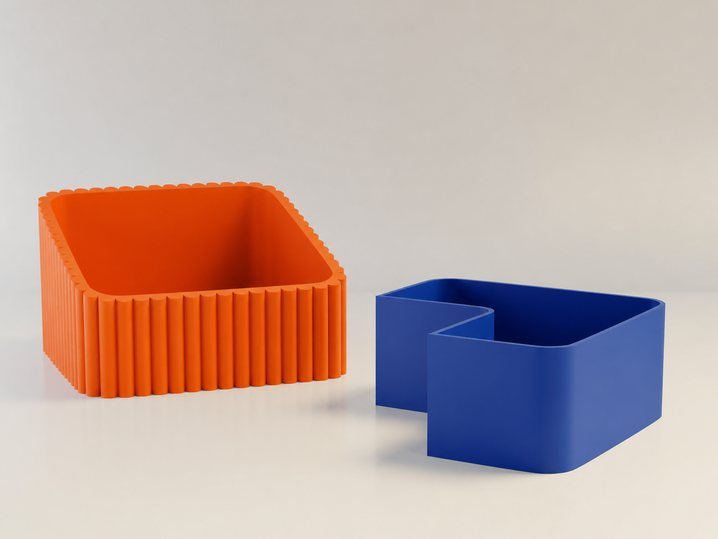 3D Baskı Fıstık Kasesi - Çift Hazneli Kabuk Ayırıcı Sunum Kasesi - Turuncu Mavi