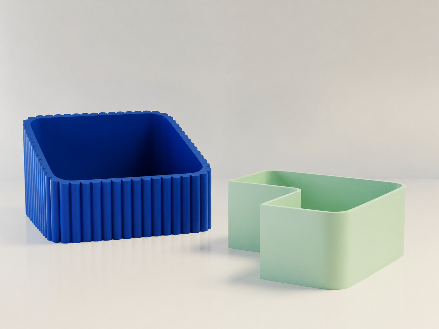 3D Baskı Fıstık Kasesi - Çift Hazneli Kabuk Ayırıcı Sunum Kasesi - Mavi Mint