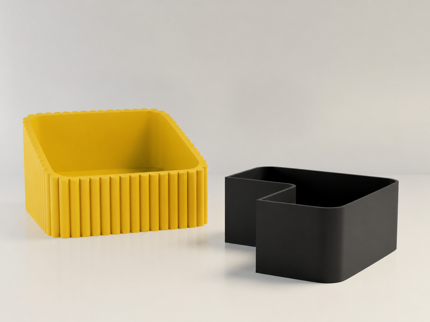 3D Baskı Fıstık Kasesi - Çift Hazneli Kabuk Ayırıcı Sunum Kasesi - Sarı Siyah