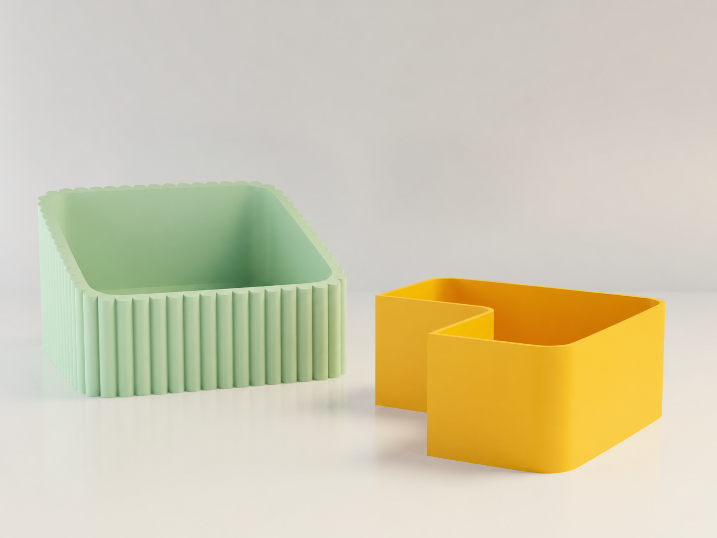 3D Baskı Fıstık Kasesi - Çift Hazneli Kabuk Ayırıcı Sunum Kasesi - Mint Sarı
