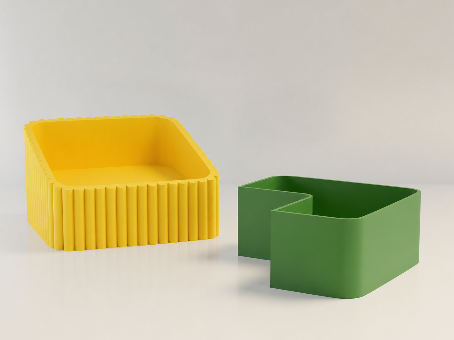3D Baskı Fıstık Kasesi - Çift Hazneli Kabuk Ayırıcı Sunum Kasesi - Sarı Yeşil