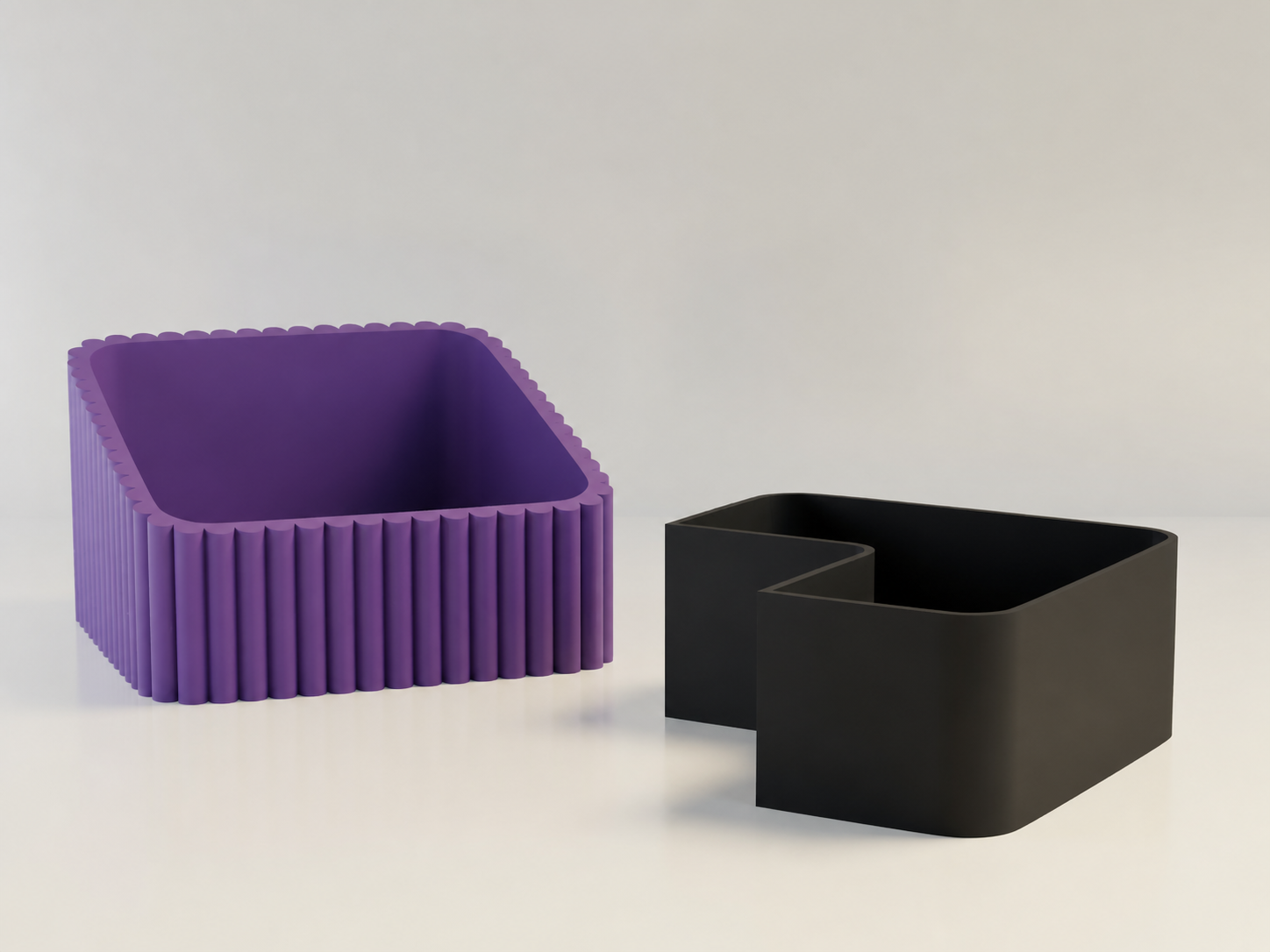 3D Baskı Fıstık Kasesi - Çift Hazneli Kabuk Ayırıcı Sunum Kasesi - Mor Siyah