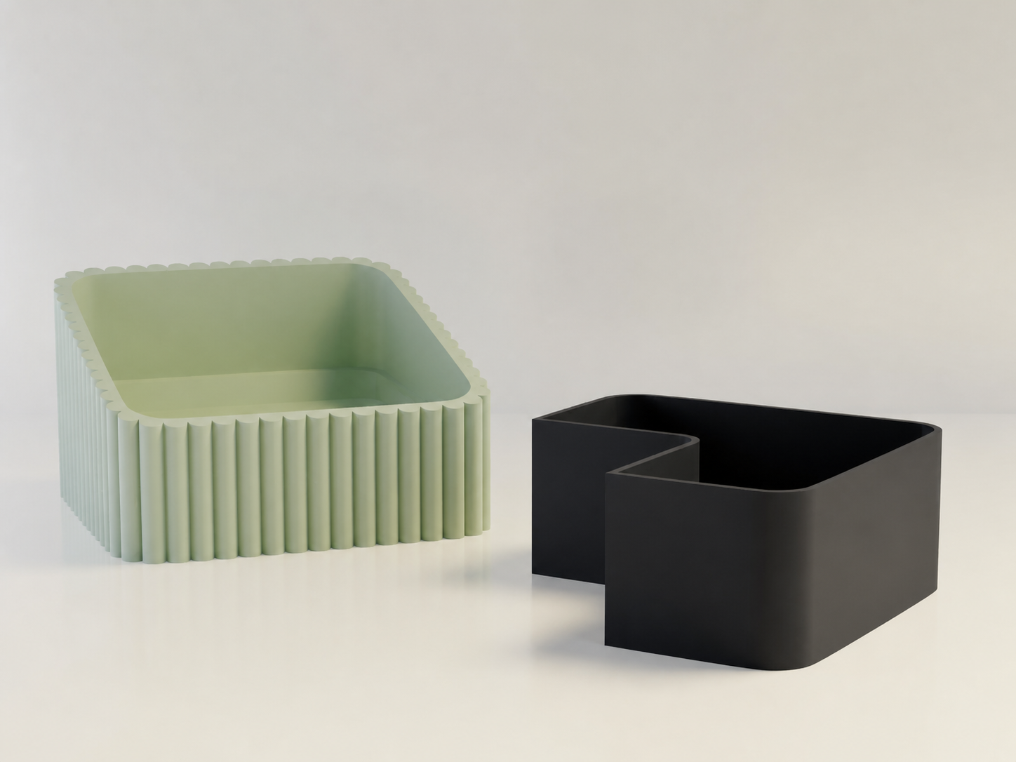 3D Baskı Fıstık Kasesi - Çift Hazneli Kabuk Ayırıcı Sunum Kasesi - Mint Siyah
