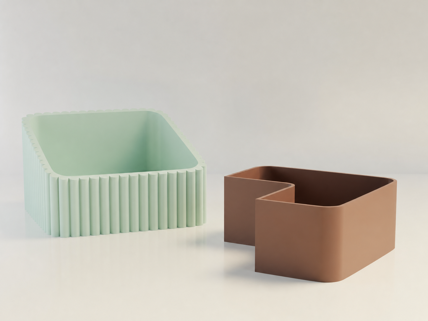 3D Baskı Fıstık Kasesi - Çift Hazneli Kabuk Ayırıcı Sunum Kasesi - Mint Kahverengi