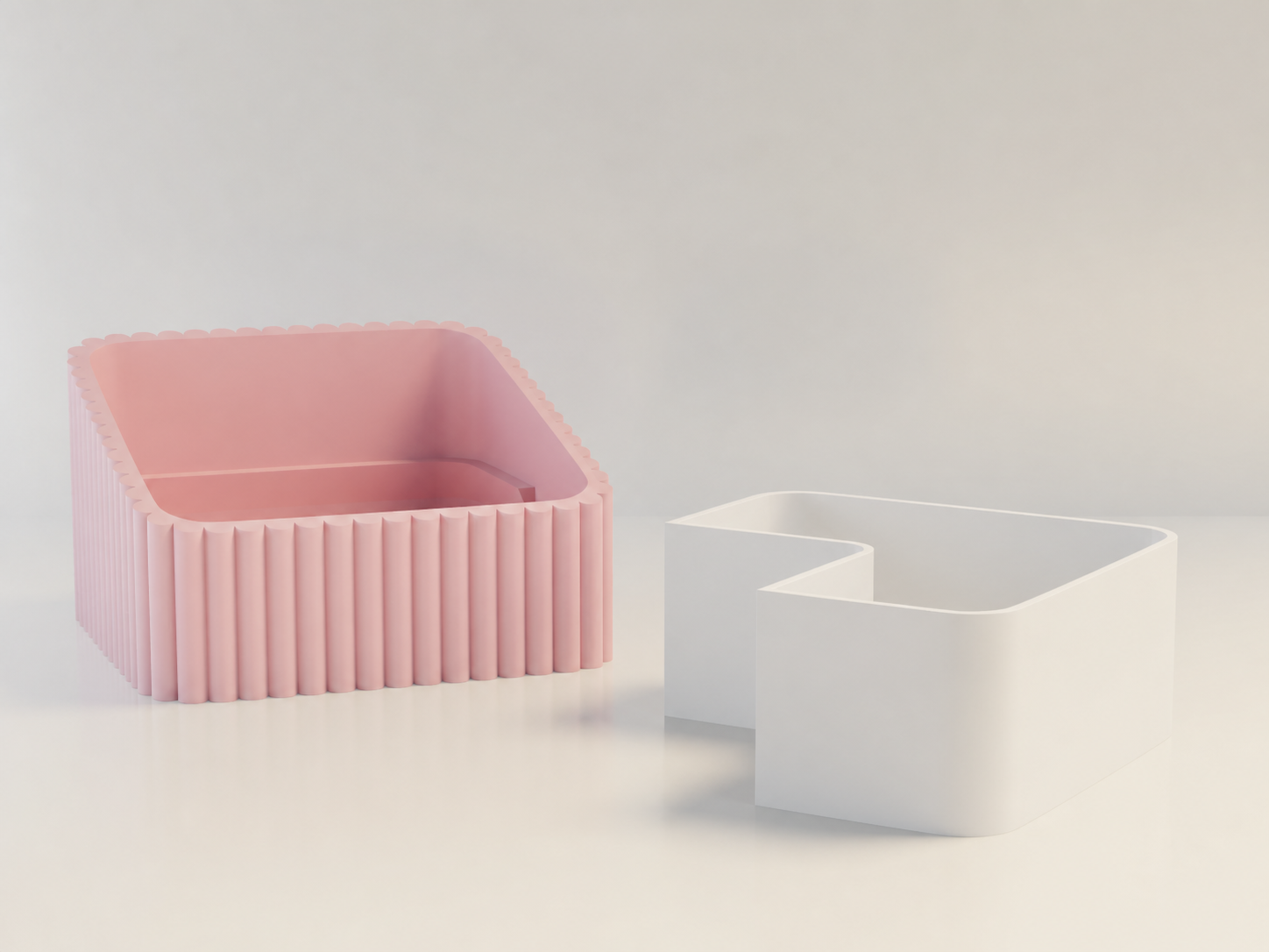 3D Baskı Fıstık Kasesi - Çift Hazneli Kabuk Ayırıcı Sunum Kasesi - Pembe Beyaz