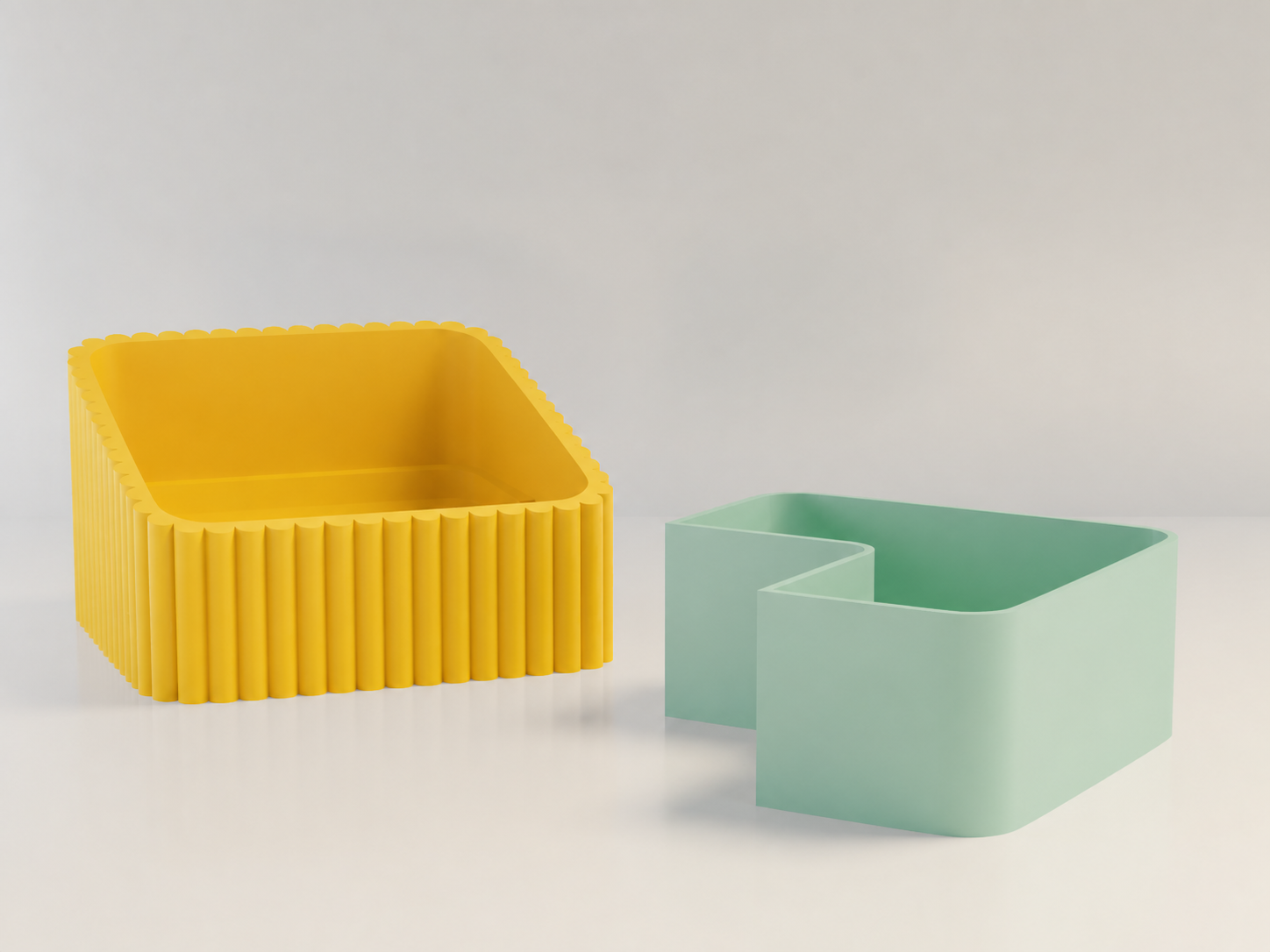 3D Baskı Fıstık Kasesi - Çift Hazneli Kabuk Ayırıcı Sunum Kasesi - Sarı Mint