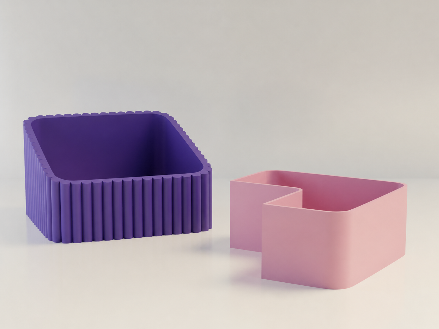 3D Baskı Fıstık Kasesi - Çift Hazneli Kabuk Ayırıcı Sunum Kasesi - Mor Pembe