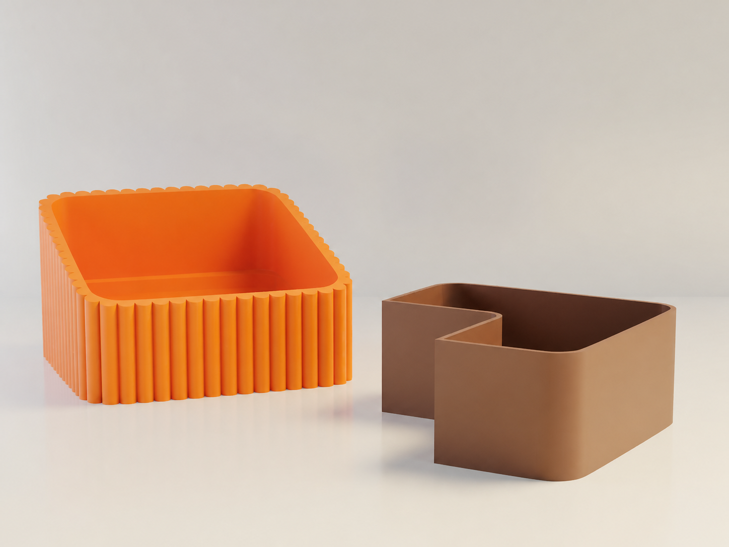 3D Baskı Fıstık Kasesi - Çift Hazneli Kabuk Ayırıcı Sunum Kasesi - Turuncu Kahverengi