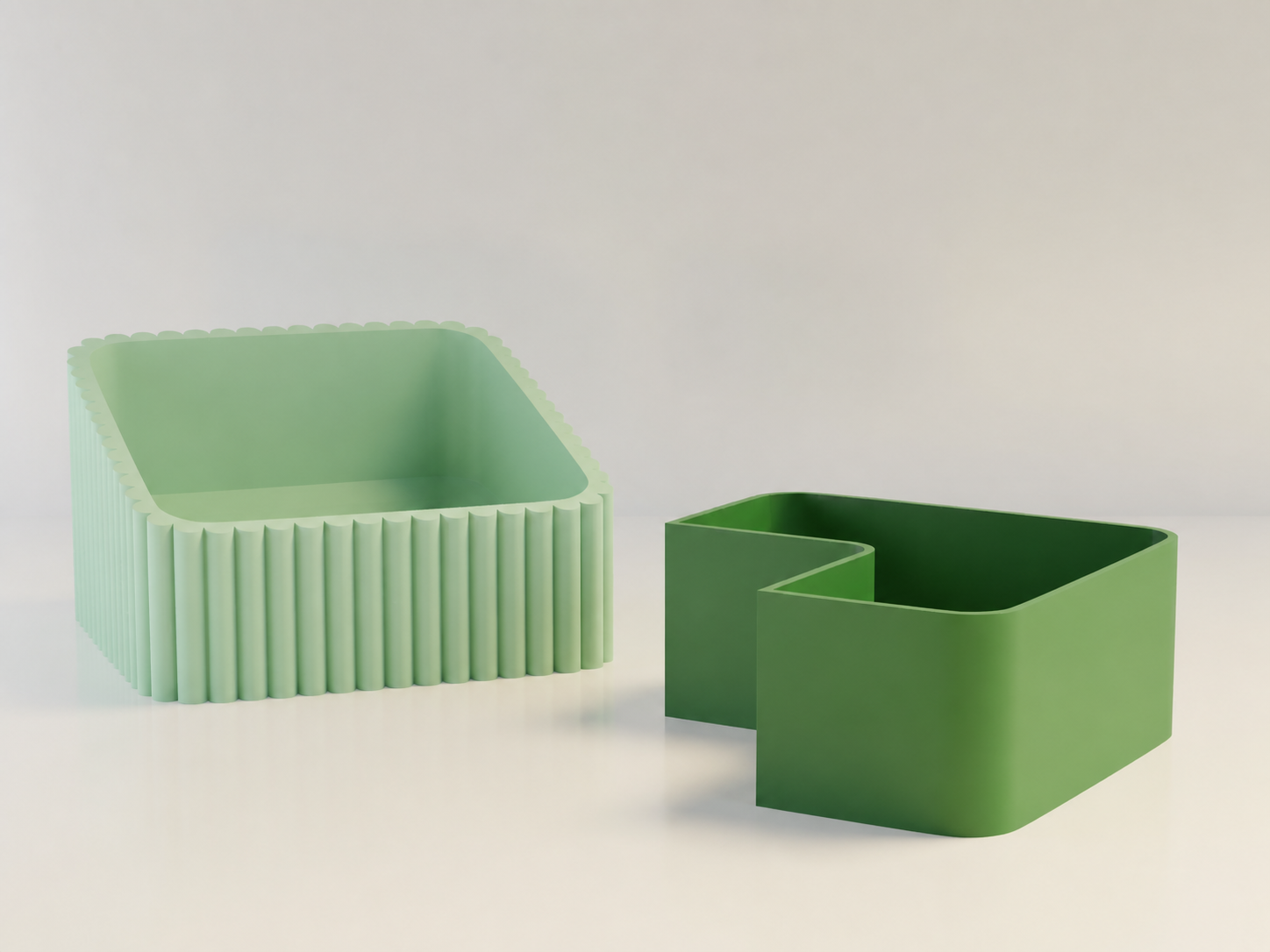 3D Baskı Fıstık Kasesi - Çift Hazneli Kabuk Ayırıcı Sunum Kasesi - Mint Yeşil