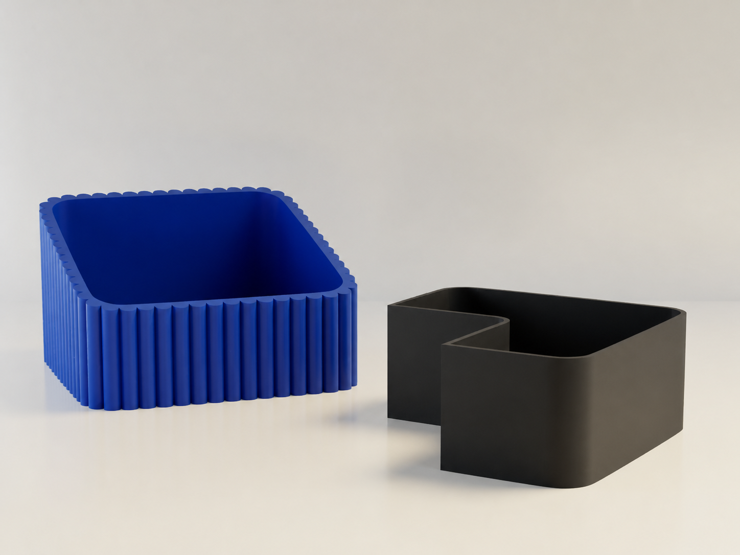 3D Baskı Fıstık Kasesi - Çift Hazneli Kabuk Ayırıcı Sunum Kasesi - Mavi Siyah