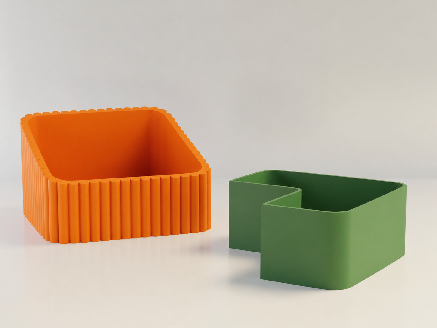3D Baskı Fıstık Kasesi - Çift Hazneli Kabuk Ayırıcı Sunum Kasesi - Turuncu Yeşil