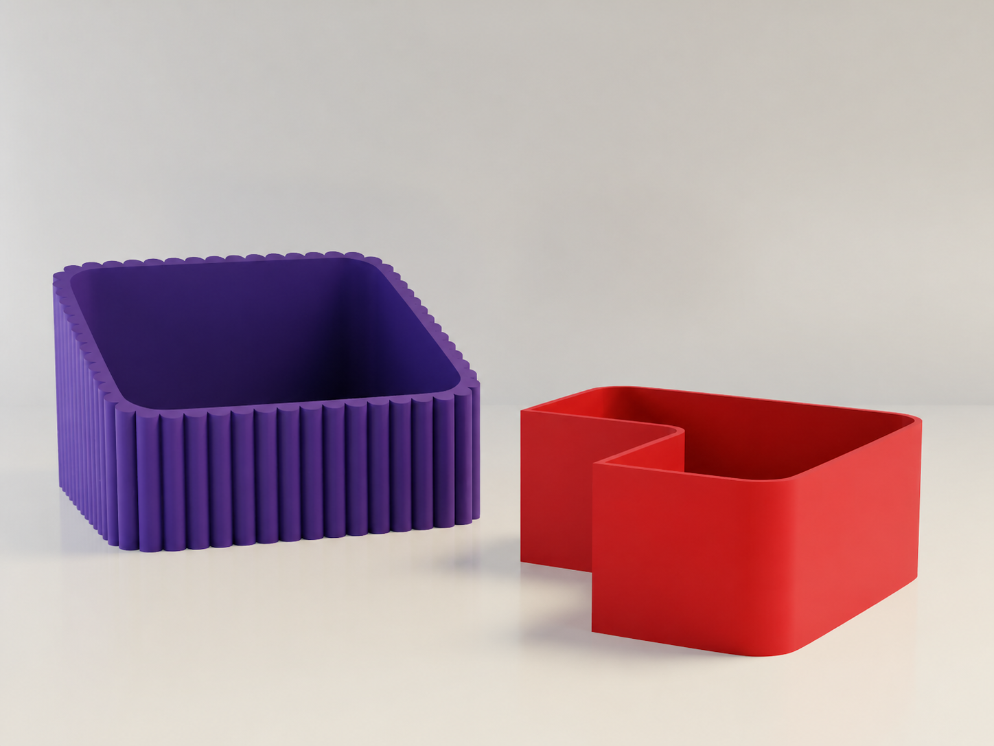 3D Baskı Fıstık Kasesi - Çift Hazneli Kabuk Ayırıcı Sunum Kasesi - Mor Kırmızı