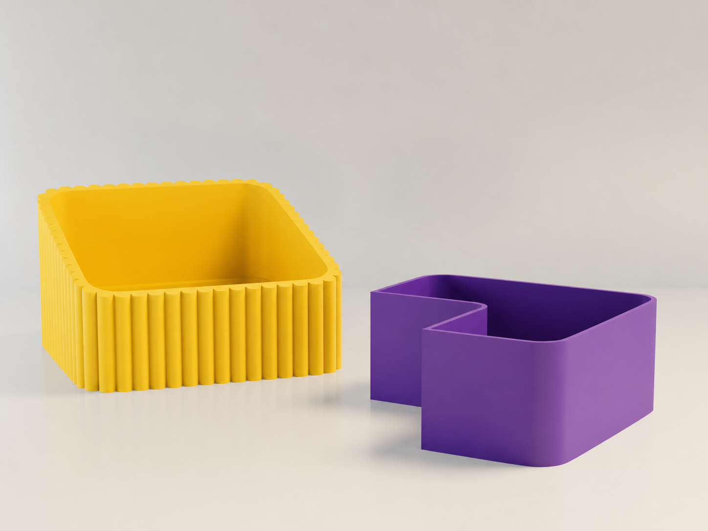 3D Baskı Fıstık Kasesi - Çift Hazneli Kabuk Ayırıcı Sunum Kasesi - Sarı Mor
