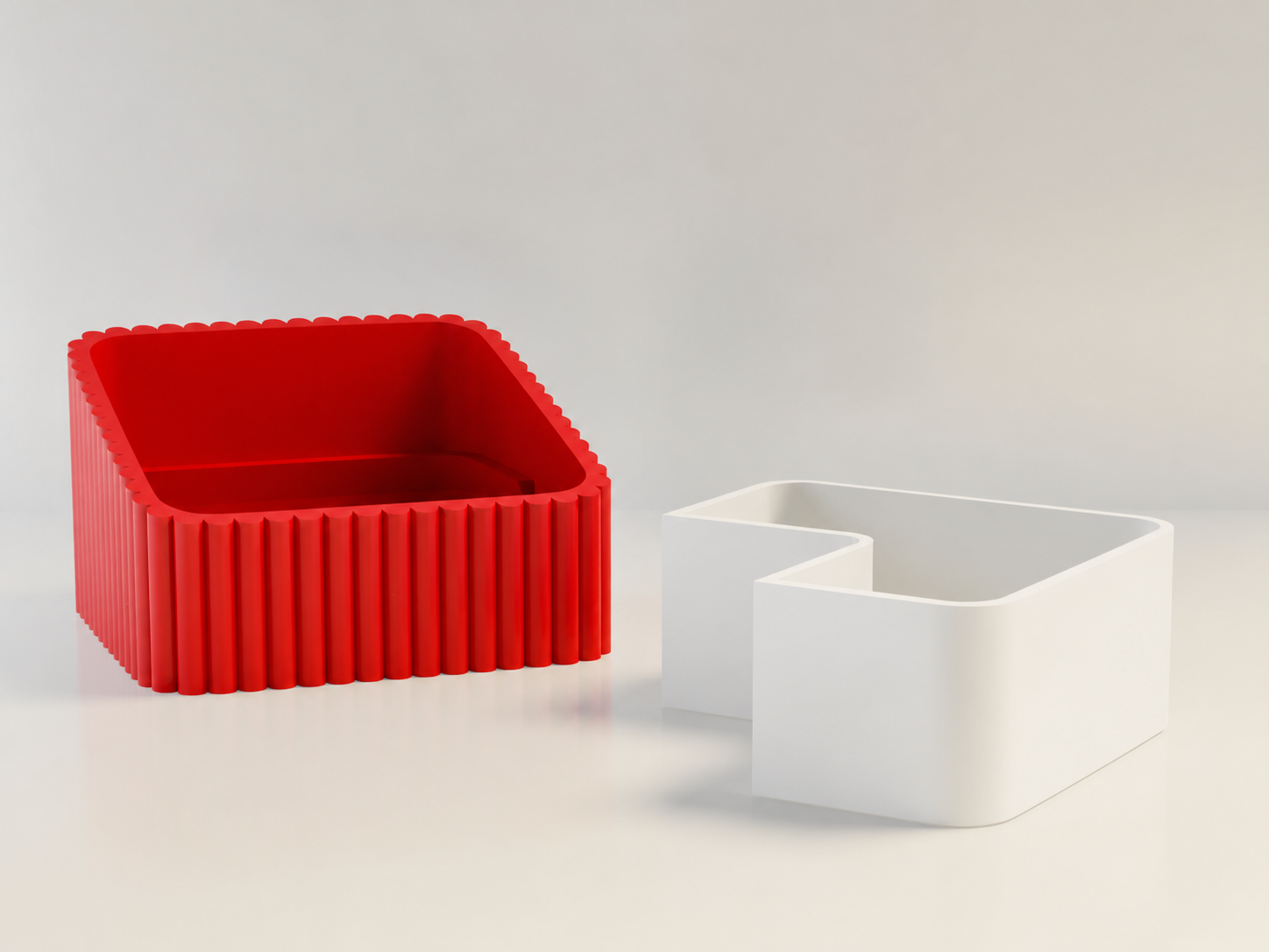 3D Baskı Fıstık Kasesi - Çift Hazneli Kabuk Ayırıcı Sunum Kasesi - Kırmızı Beyaz