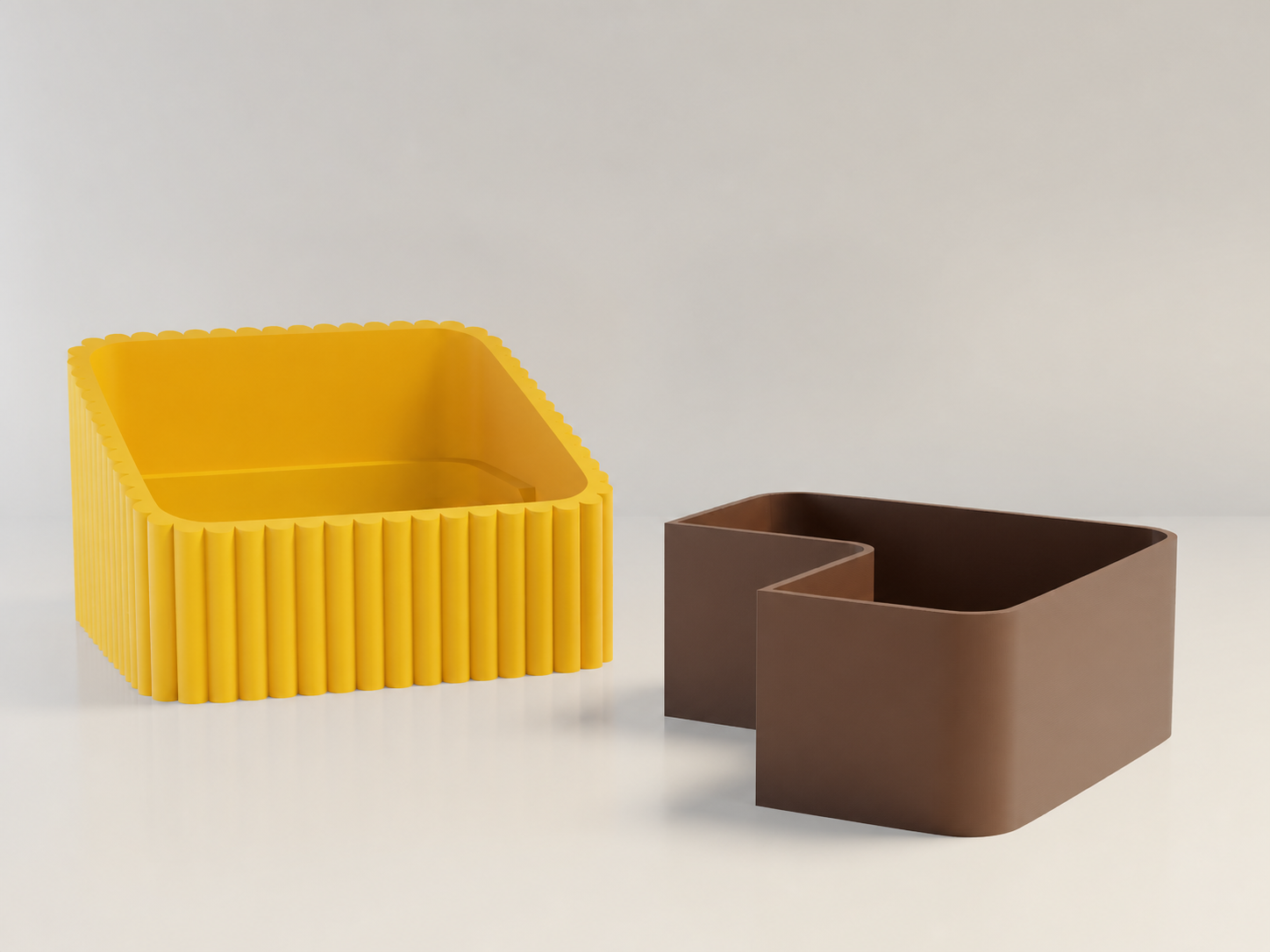 3D Baskı Fıstık Kasesi - Çift Hazneli Kabuk Ayırıcı Sunum Kasesi - Sarı Kahverengi