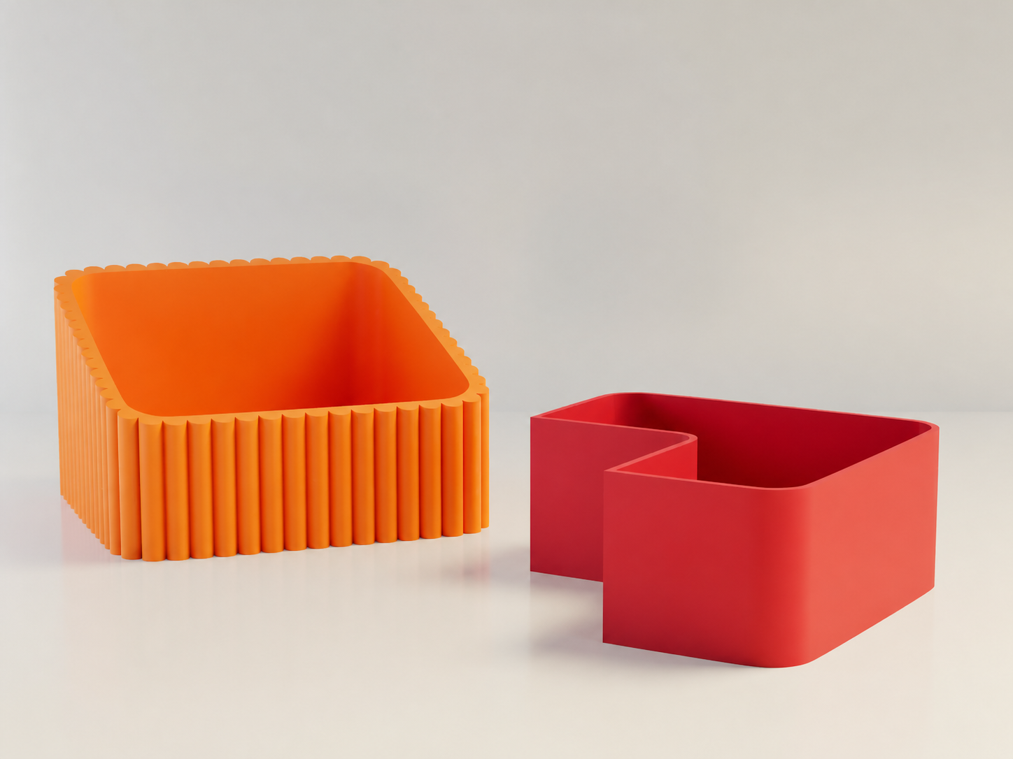 3D Baskı Fıstık Kasesi - Çift Hazneli Kabuk Ayırıcı Sunum Kasesi - Turuncu Kırmızı