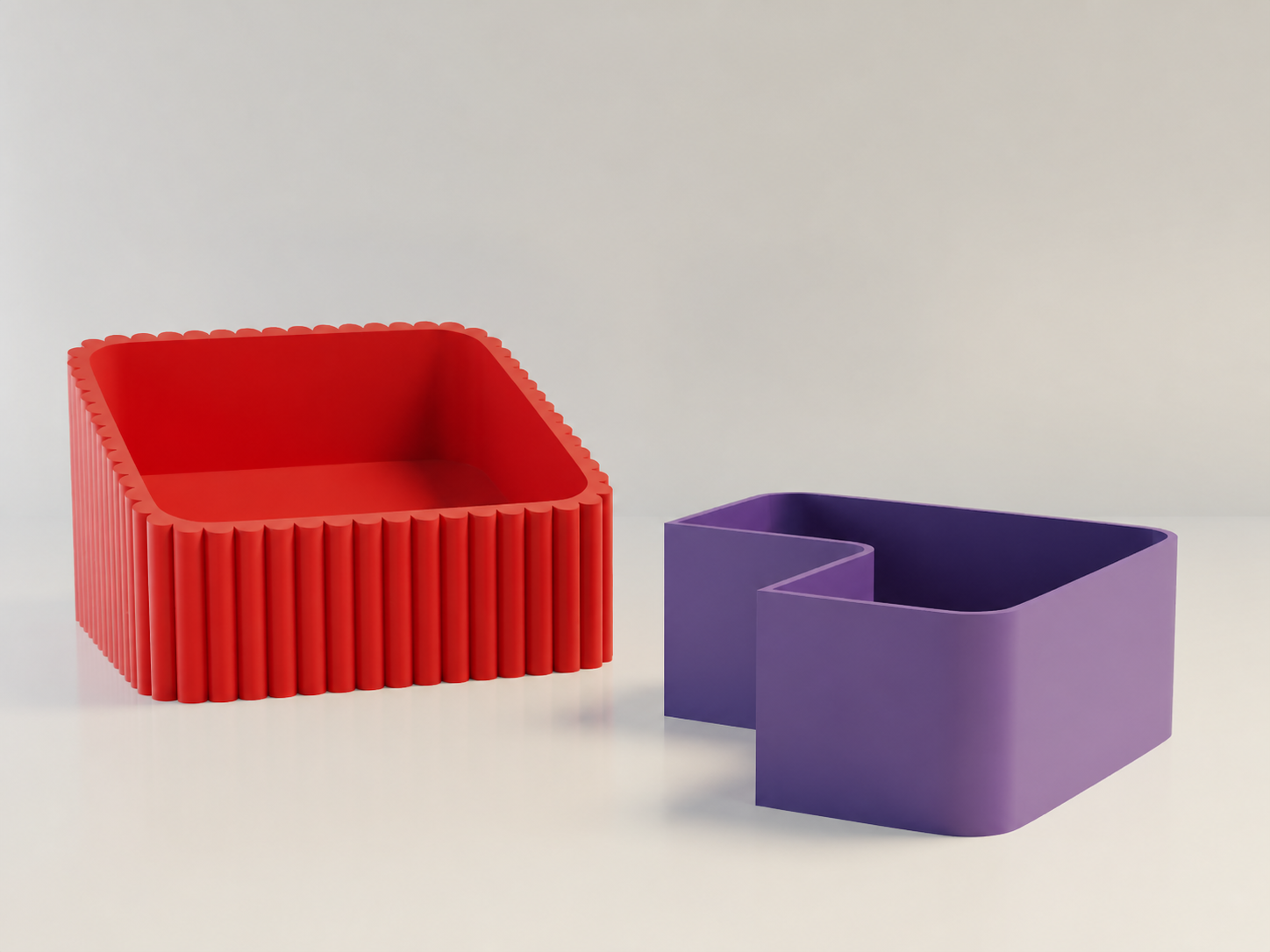 3D Baskı Fıstık Kasesi - Çift Hazneli Kabuk Ayırıcı Sunum Kasesi - Kırmızı Mor