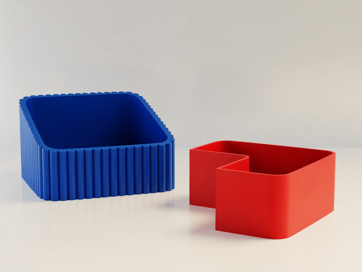3D Baskı Fıstık Kasesi - Çift Hazneli Kabuk Ayırıcı Sunum Kasesi - Mavi Kırmızı