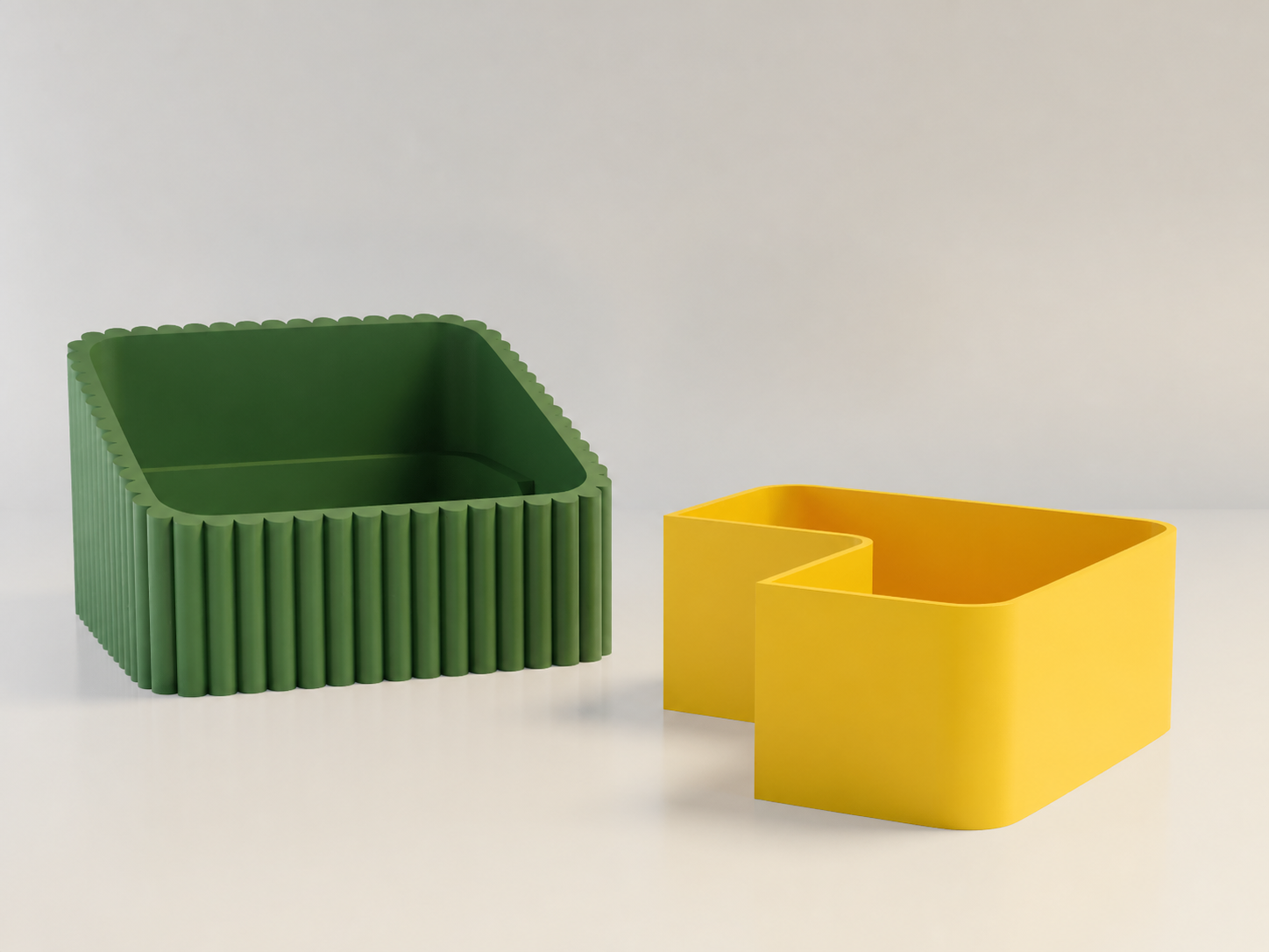 3D Baskı Fıstık Kasesi - Çift Hazneli Kabuk Ayırıcı Sunum Kasesi - Yeşil Sarı