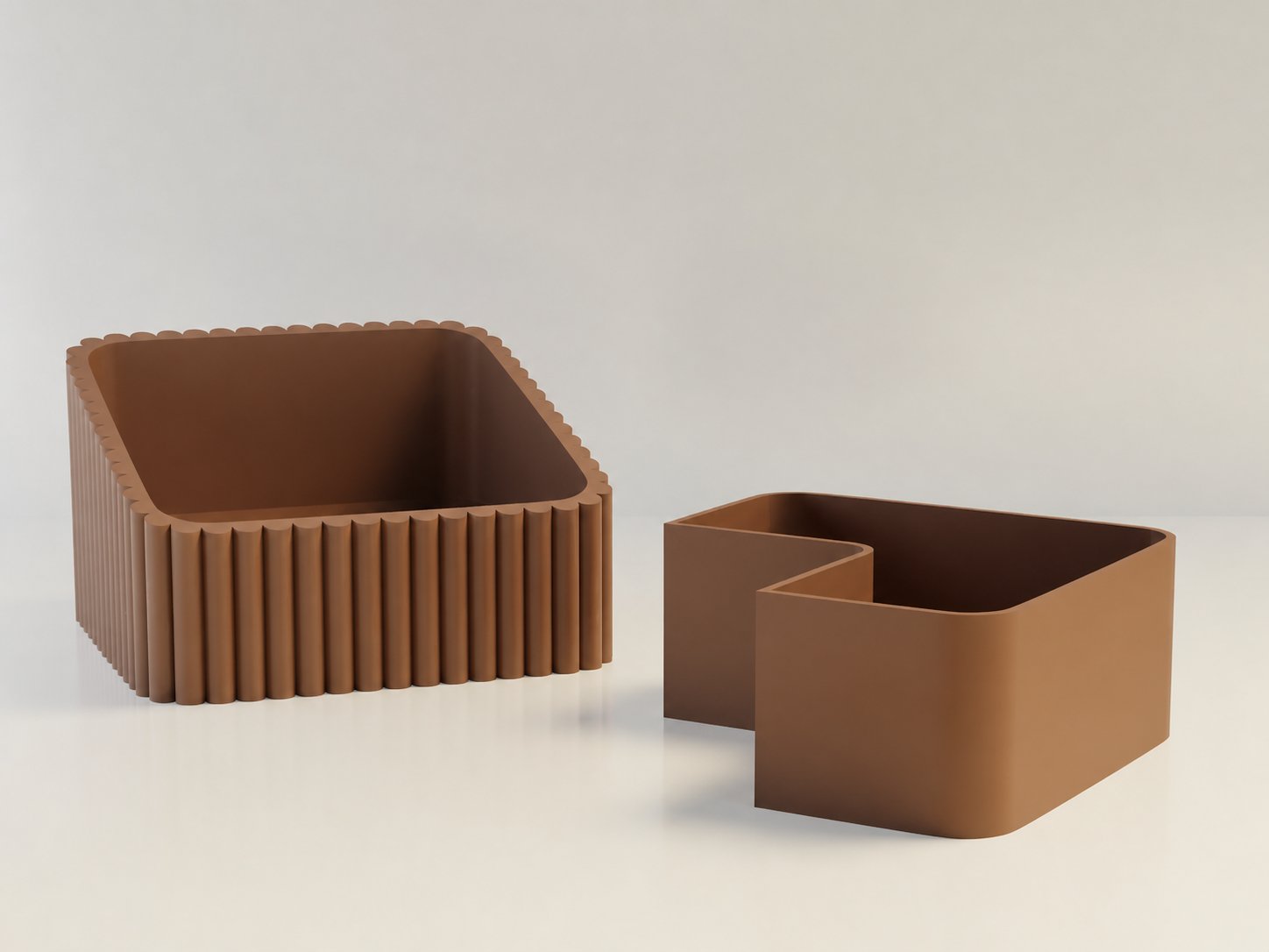3D Baskı Fıstık Kasesi - Çift Hazneli Kabuk Ayırıcı Sunum Kasesi - Kahverengi Kahverengi