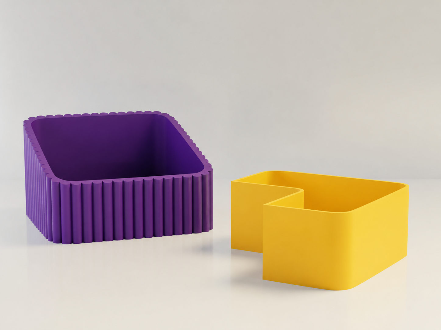 3D Baskı Fıstık Kasesi - Çift Hazneli Kabuk Ayırıcı Sunum Kasesi - Mor Sarı