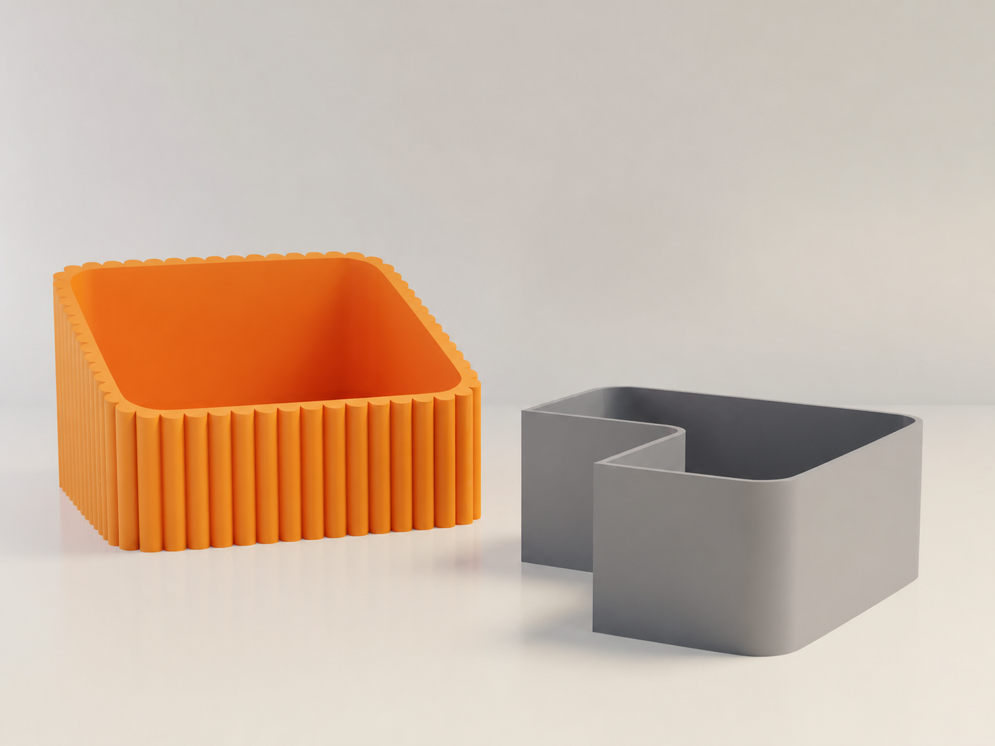 3D Baskı Fıstık Kasesi - Çift Hazneli Kabuk Ayırıcı Sunum Kasesi - Turuncu Gri