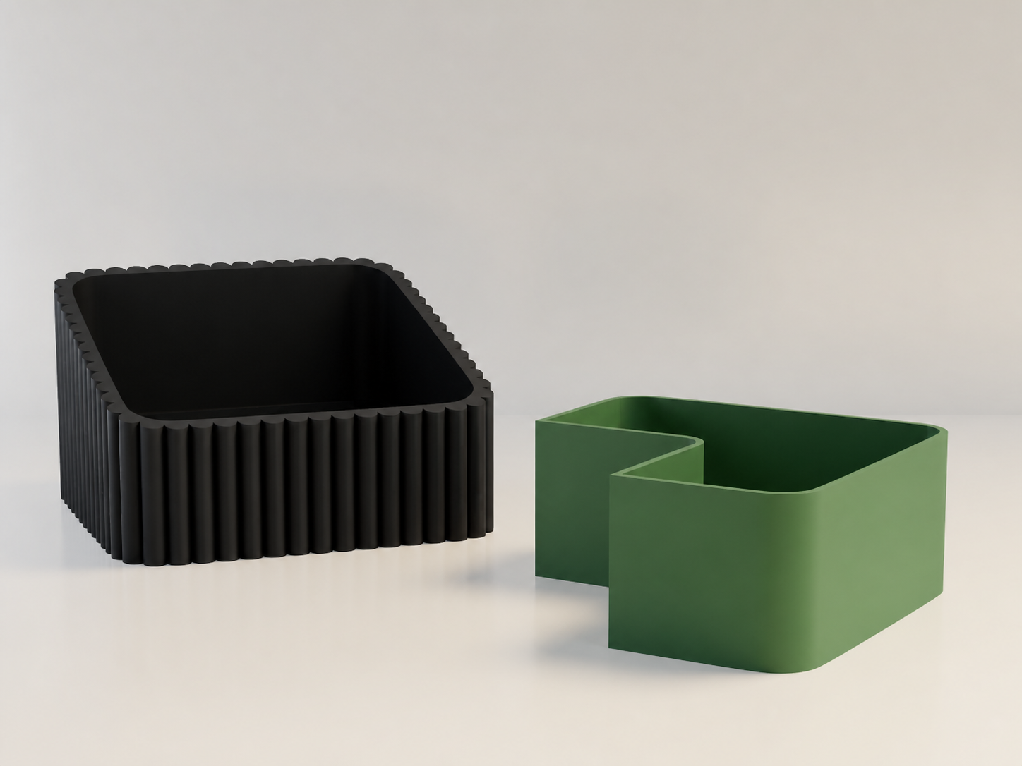 3D Baskı Fıstık Kasesi - Çift Hazneli Kabuk Ayırıcı Sunum Kasesi - Siyah Yeşil