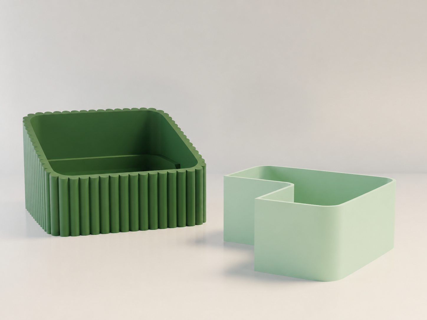 3D Baskı Fıstık Kasesi - Çift Hazneli Kabuk Ayırıcı Sunum Kasesi - Yeşil Mint